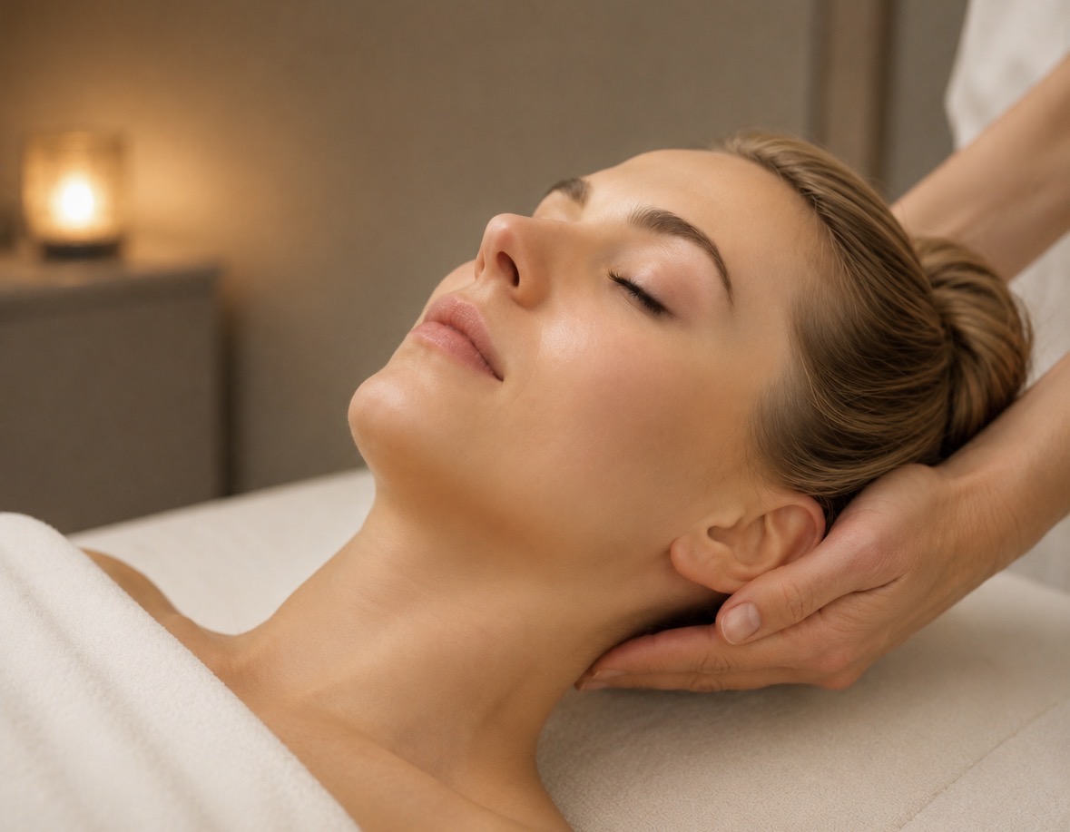 A quiet massage therapy session in warm light